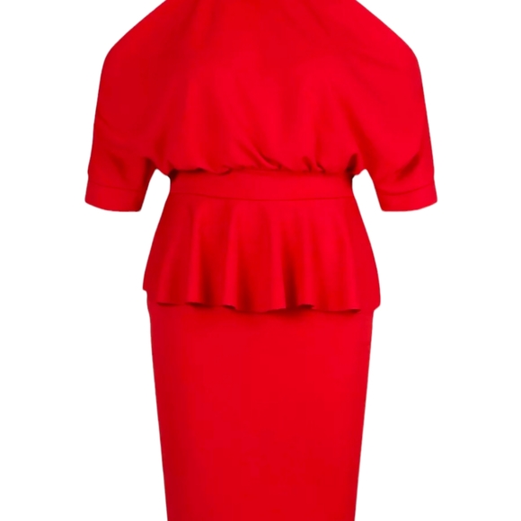 NWT Boohoo Red Formal Cold Shoulder Dress Size 28 - Picture 4 of 15